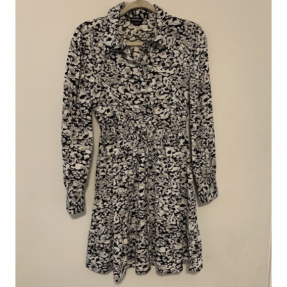 bebe Womens Size Medium Multicolor Abstract Print Long Sleeve Shirt Dress - Picture 1 of 6